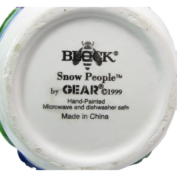 Vintage 1999 Block "Snow People" by Gear Pitcher Hand Painted Snowmen Christmas - Picture 5 of 7